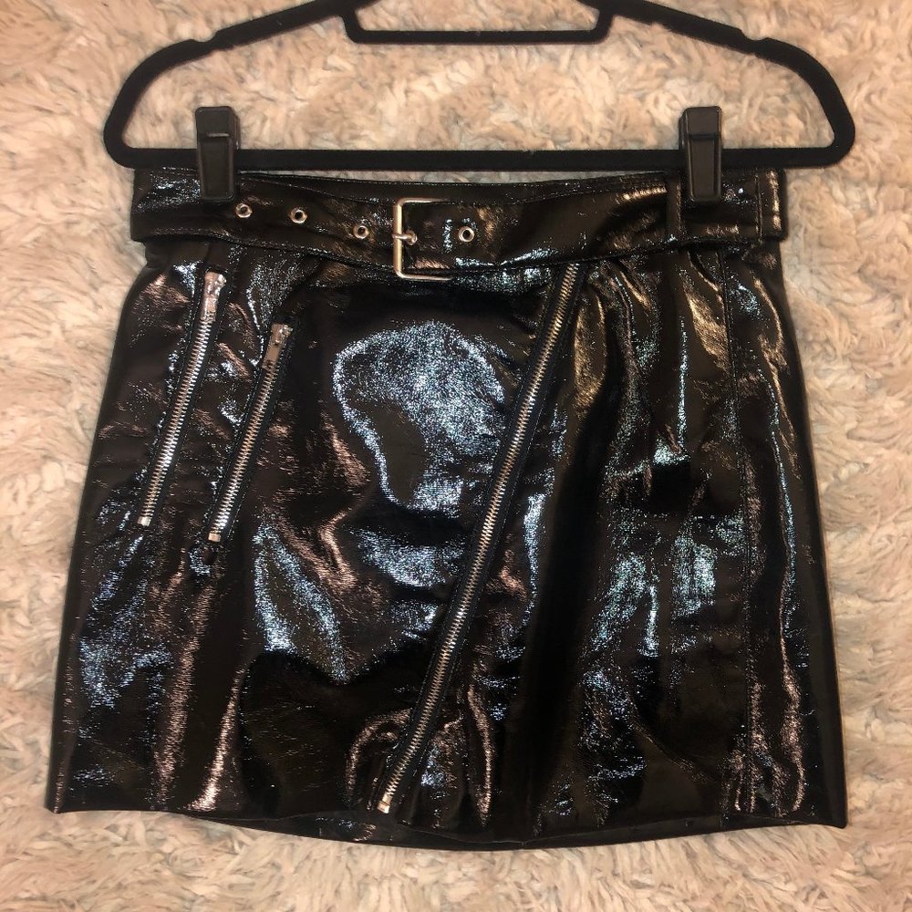 Black Faux Leather Skirt